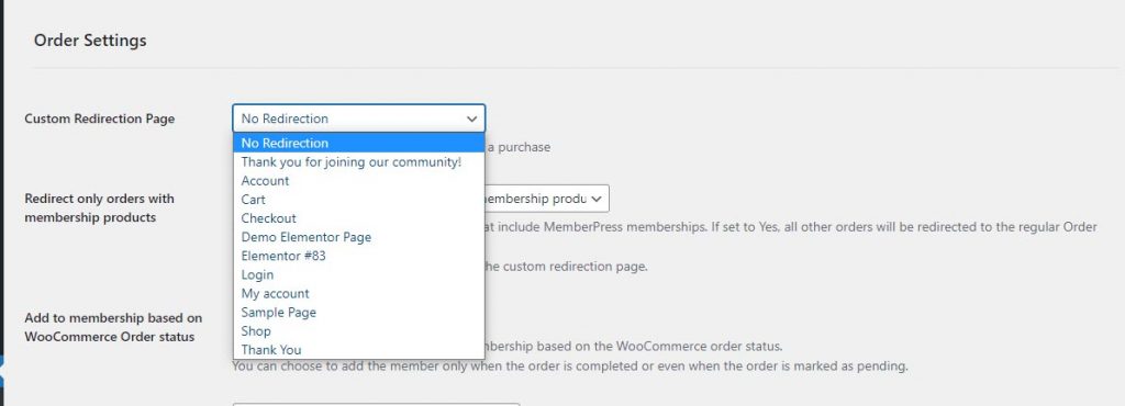 Custom Redirection Page - MemberPress WooCommerce Plus