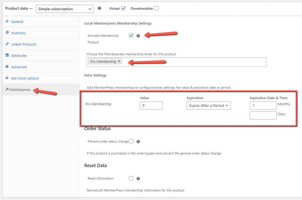 MemberPress membership Settings